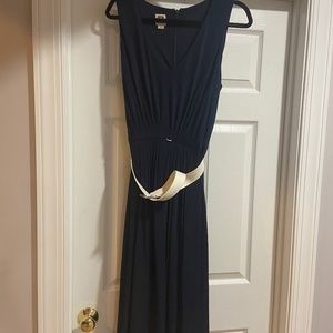 Navy Stretch Anne Klein Dress w/ White Belt